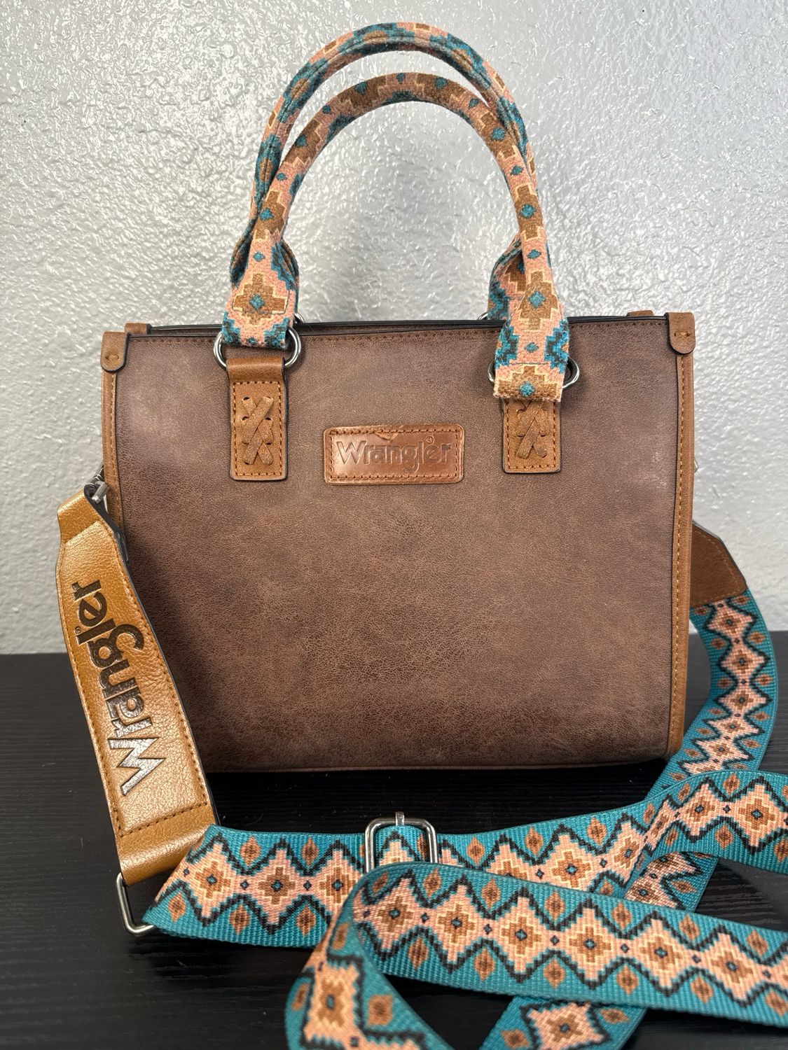 Wrangler Brown, Vegan Leather Satchel Like New