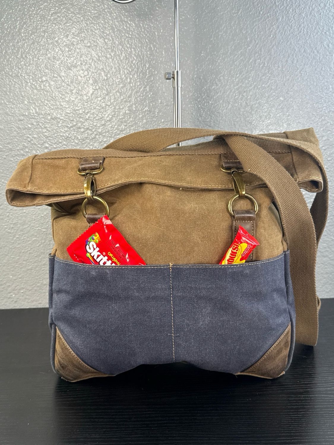 CARGOIT Canvas, Convertible, Crossbody, Or Backpack Purse With Leather Trim