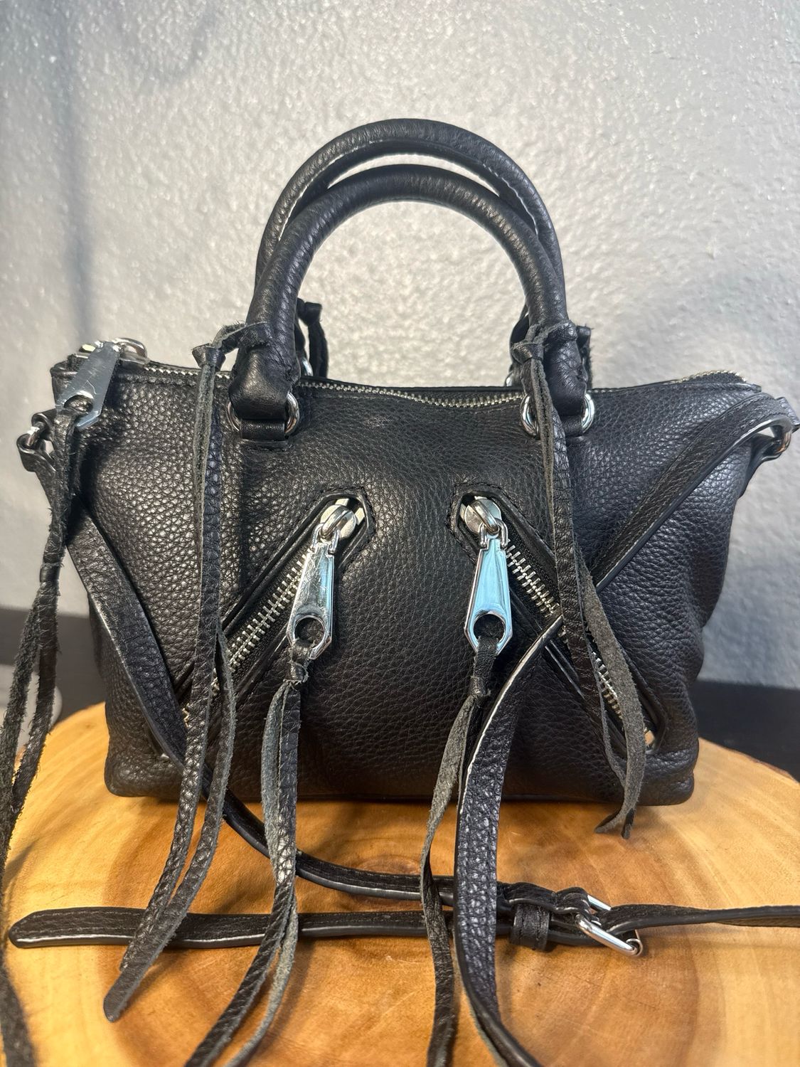 Rebecca Minkoff, Black Leather Mini Moto Satchel Like New