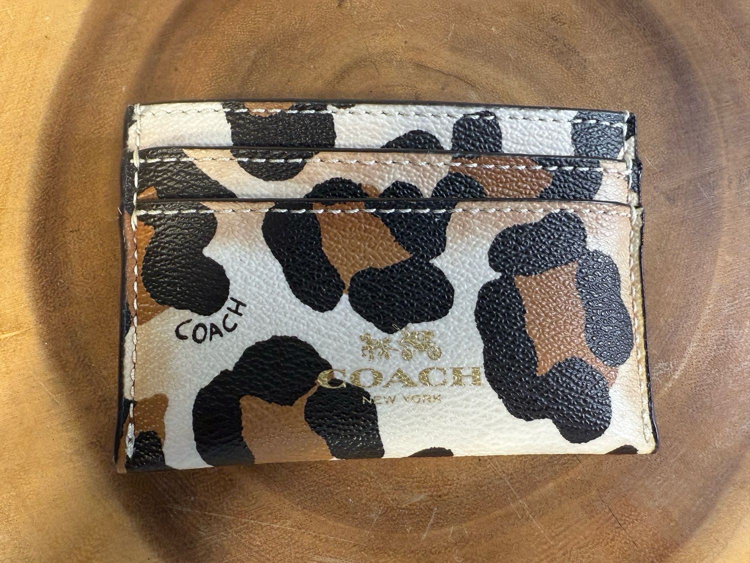 Coach Saffiano, Leather Leopard Card Case Like New RARE FIND