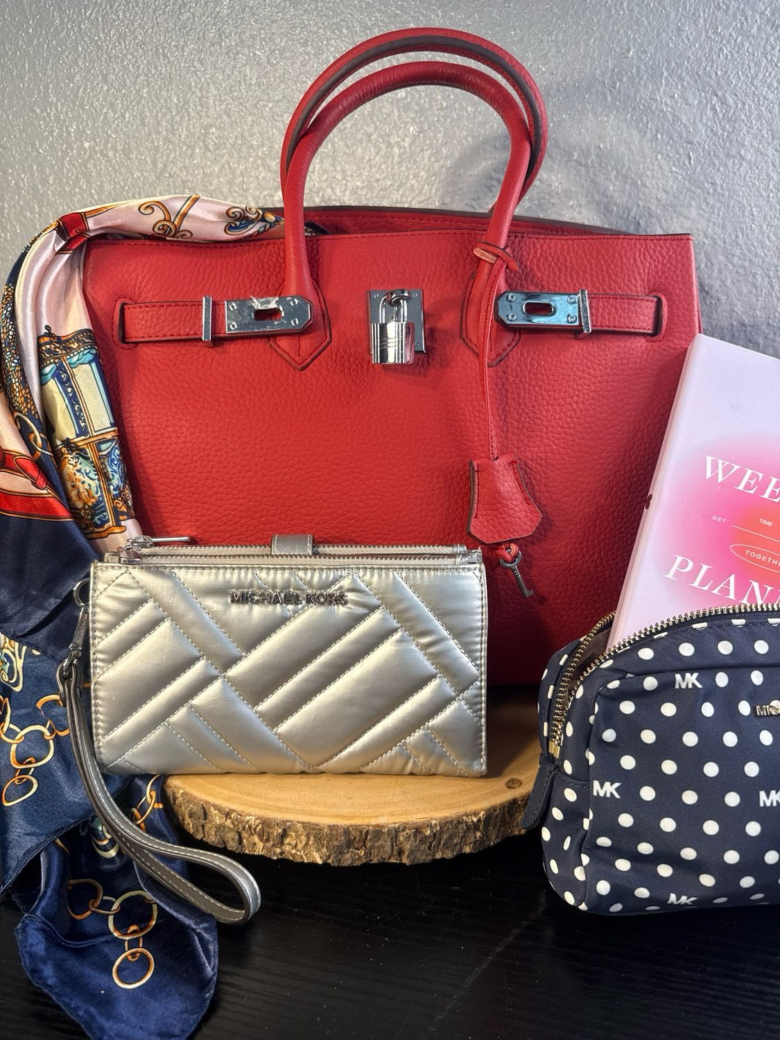 BUILD A BAG Unbranded, Genuine, Leather Birkin Style Purse, And Accessories Bundle BAG IS NWOT