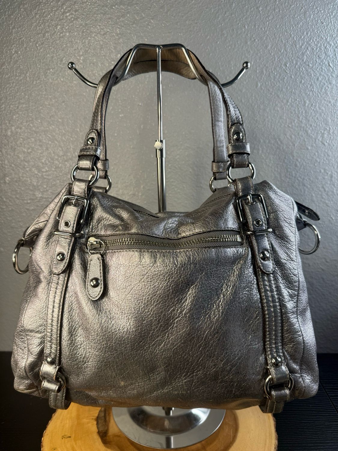 Coach, Silver Metallic Slushy Shoulder Bag Or Crossbody If Strap Is Added