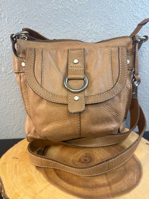 Fossil Vintage Tan Leather Crossbody Bag With Wallet Attachment Pocket