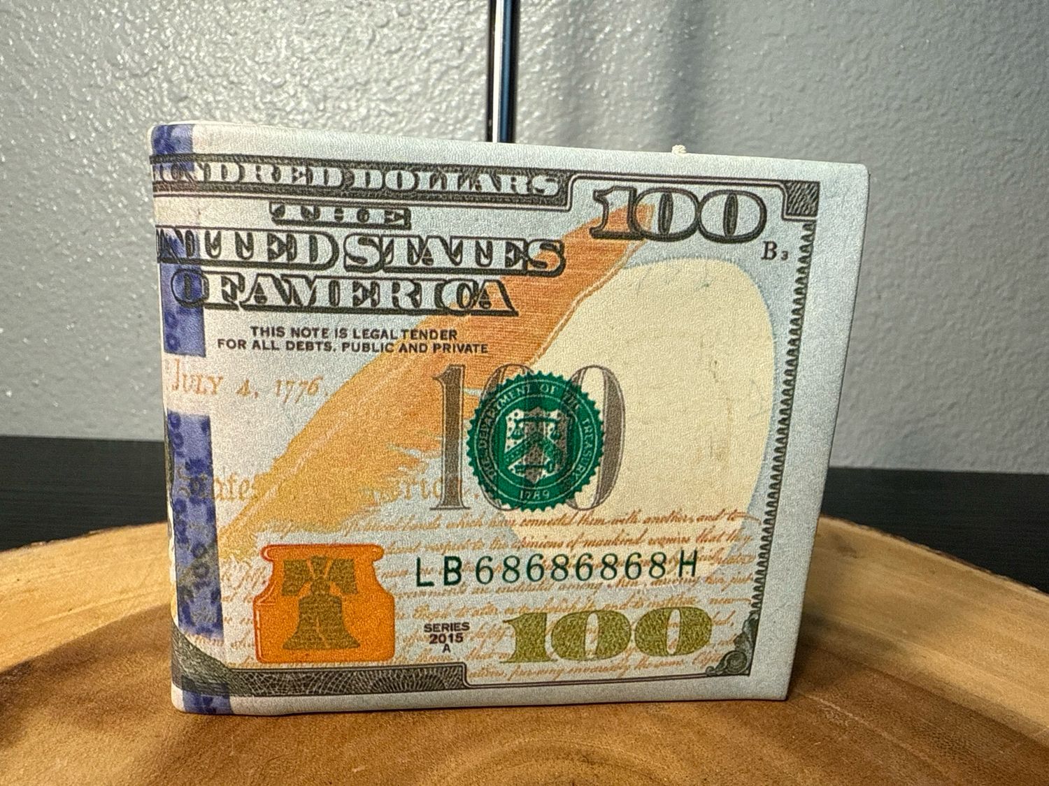 Hundred Dollar Bill Novelty, Leather Wallet New Without Tags