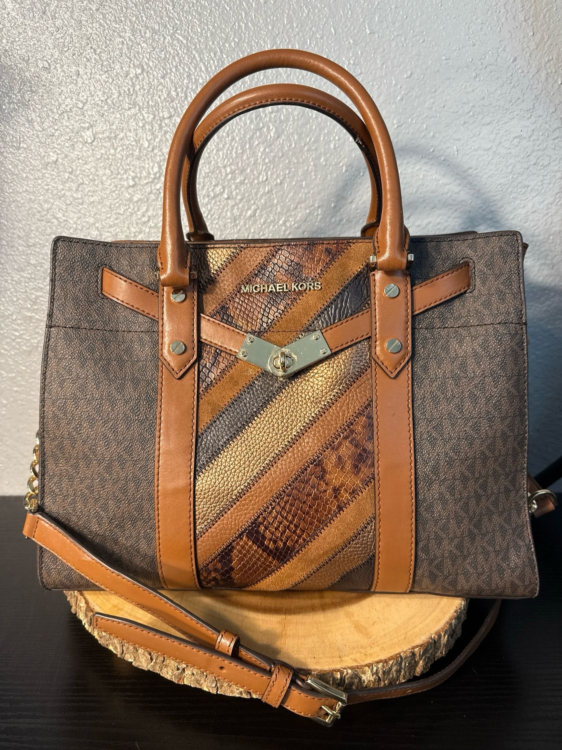 Michael Kors, Mini Signature Brown Leather Satchel Retail $368