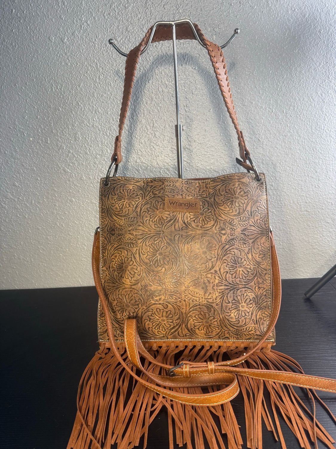 Wrangler Brown Embossed, Floral Shoulder Bag Or Crossbody Like New
