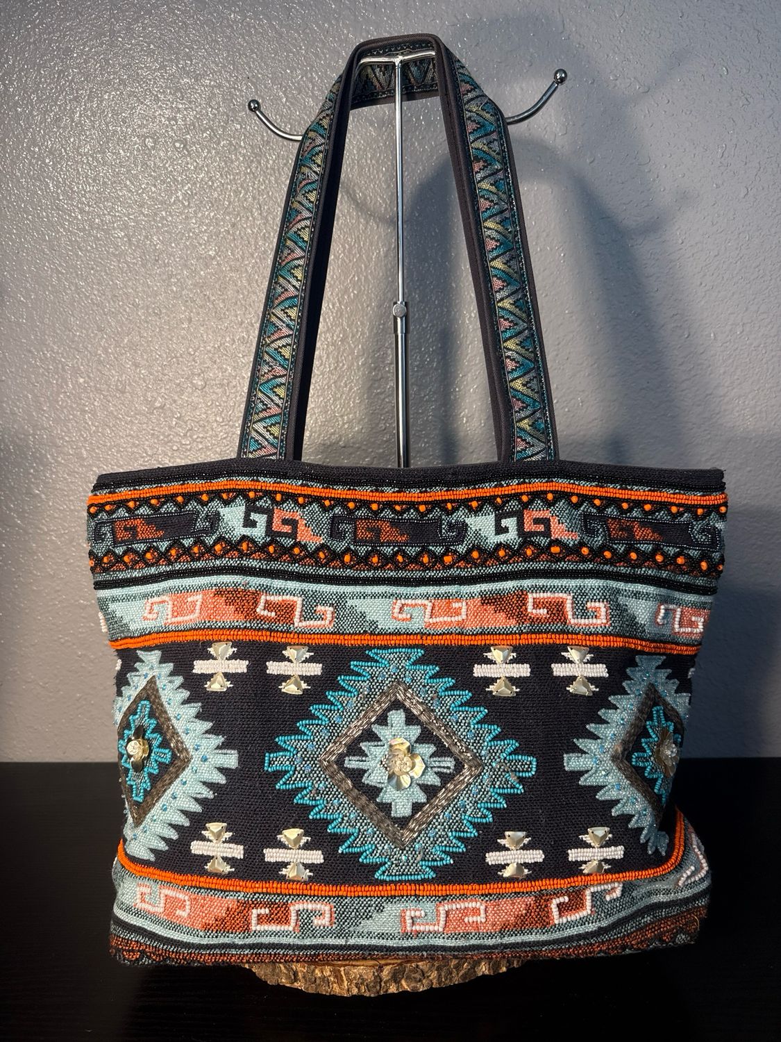 Madden Beaded Tapestry Aztec Hobo Bag Excellent Condition