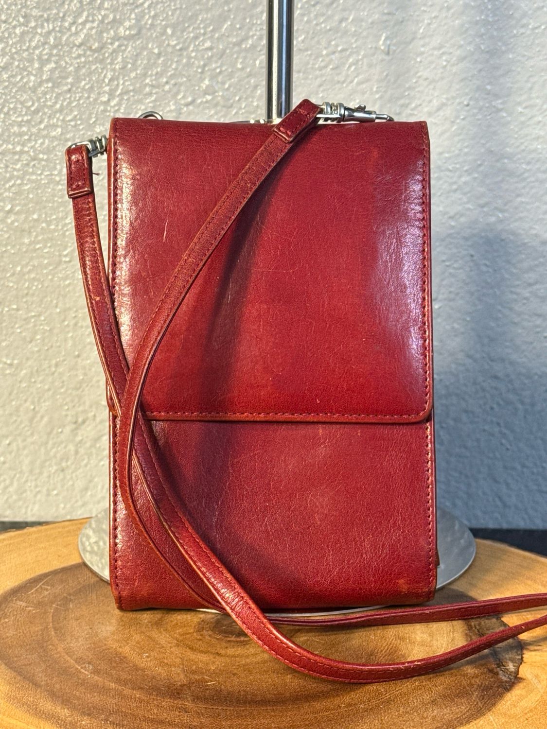 Hobo International Cherry Red Leather Kiss Lock Crossbody Woc