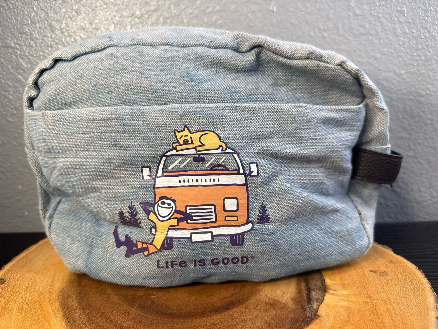 Life Is Good Denim Clutch Purse Pouch Cosmetic Bag Catch All NWOT