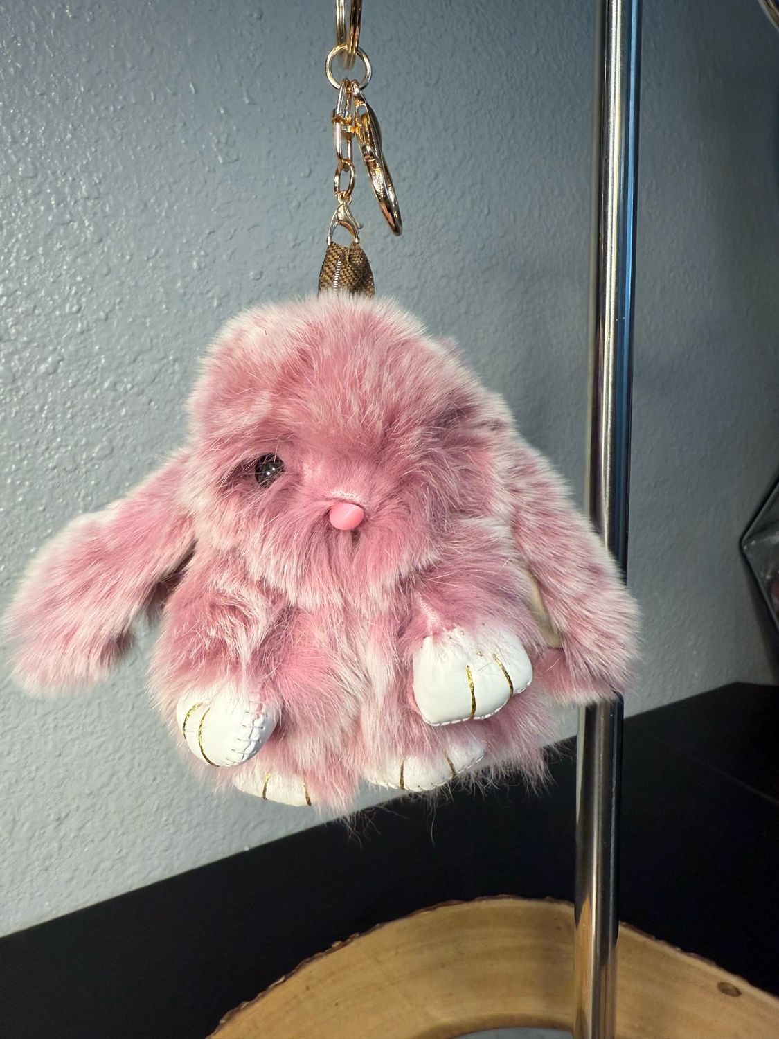 Precious Baby Bunny Mauve Plush Keychain Bag Charm NEW