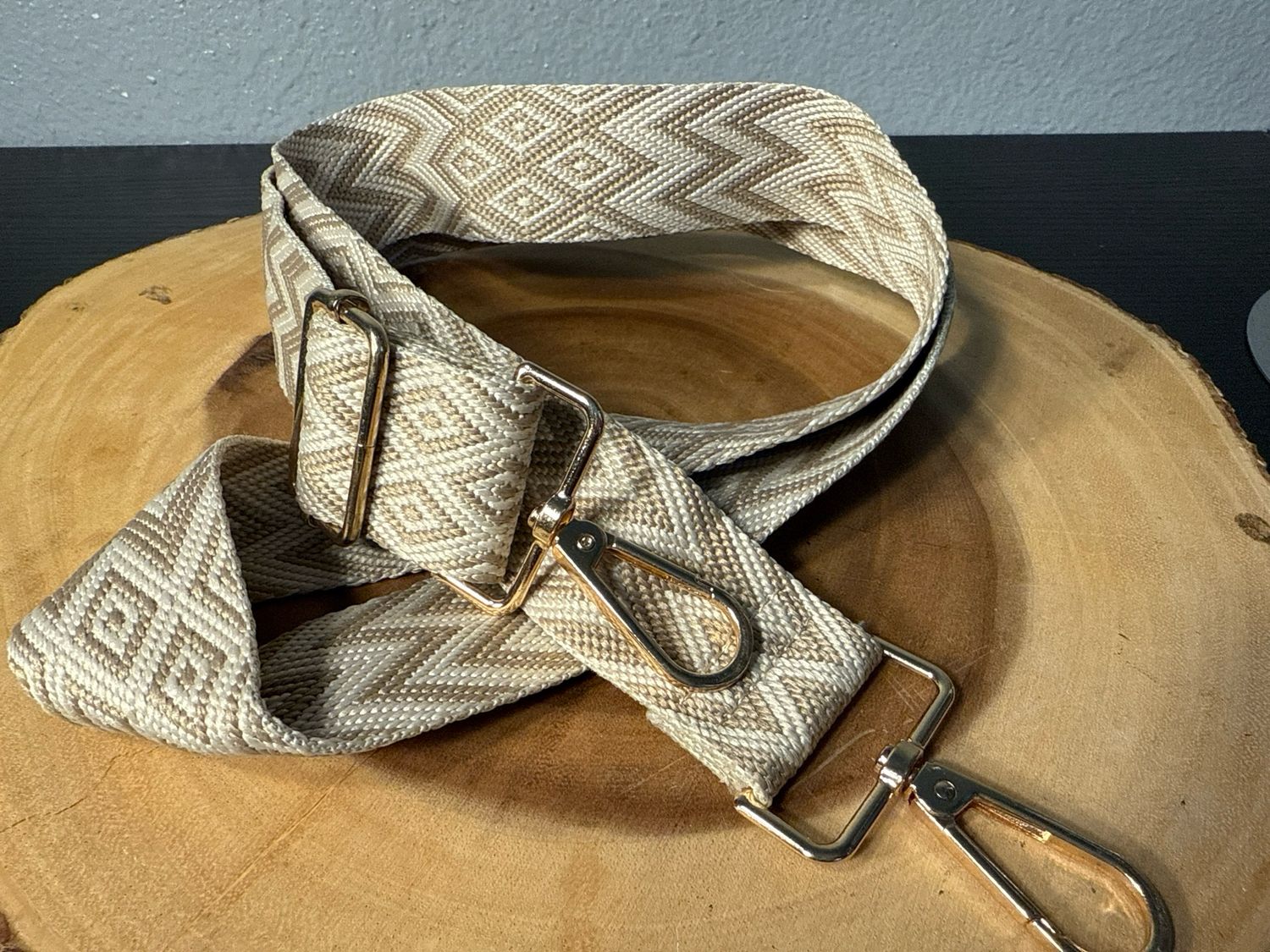 Guitar Strap, Ivory, And Tan With Gold Hardware NWOT