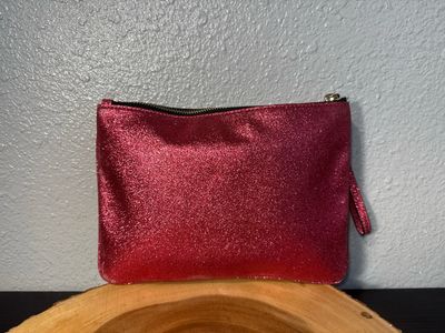 Marc Jacobs Pink Glitter Wristlet Cosmetic Pouch Catch All