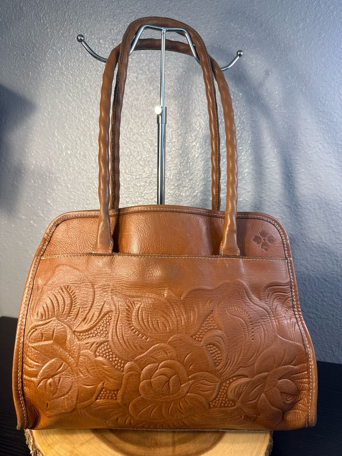 Patricia Nash Brown, Leather Embossed Tote, Broken Zipper