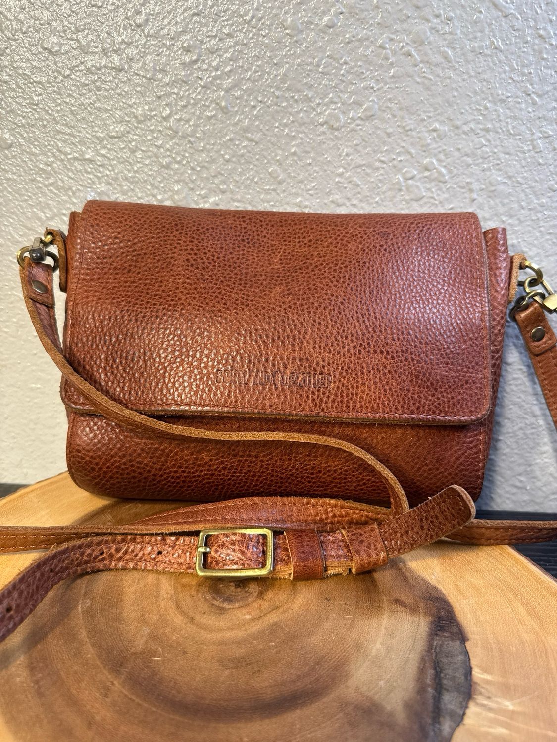 Portland, Leather Goods, Brown Leather Crossbody Bag As Is