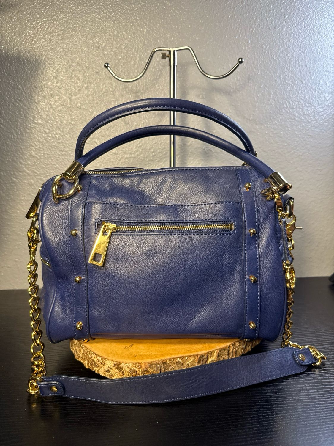 Audrey Brooke Blue Leather Satchel