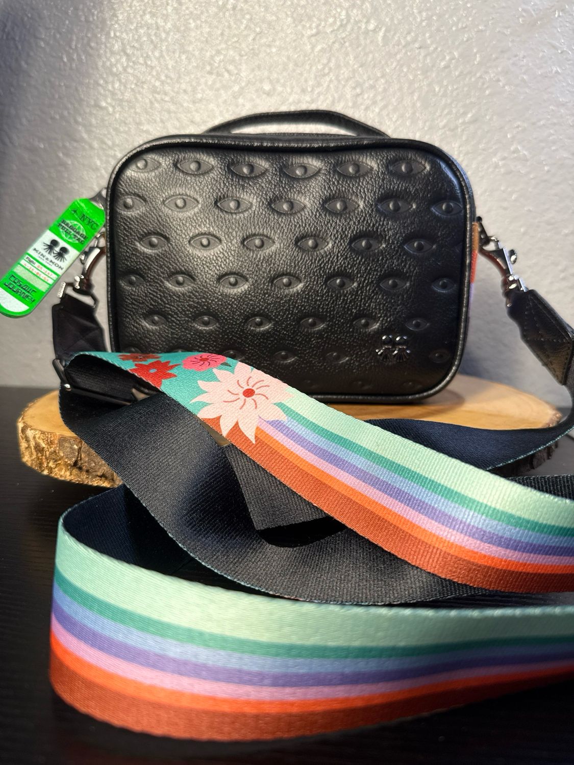 MIN and MON Black Leather Crossbody Bag NWOT Retails $238