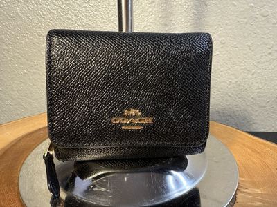 Coach Black Saffiano Leather Compact, Wallet, New Without Tags