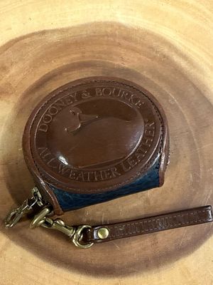 Dooney, &amp; Bourke, Vintage Black And Brown Leather Wristlet Coin Purse