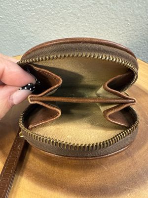 Dooney, &amp; Bourke, Vintage Black And Brown Leather Wristlet Coin Purse