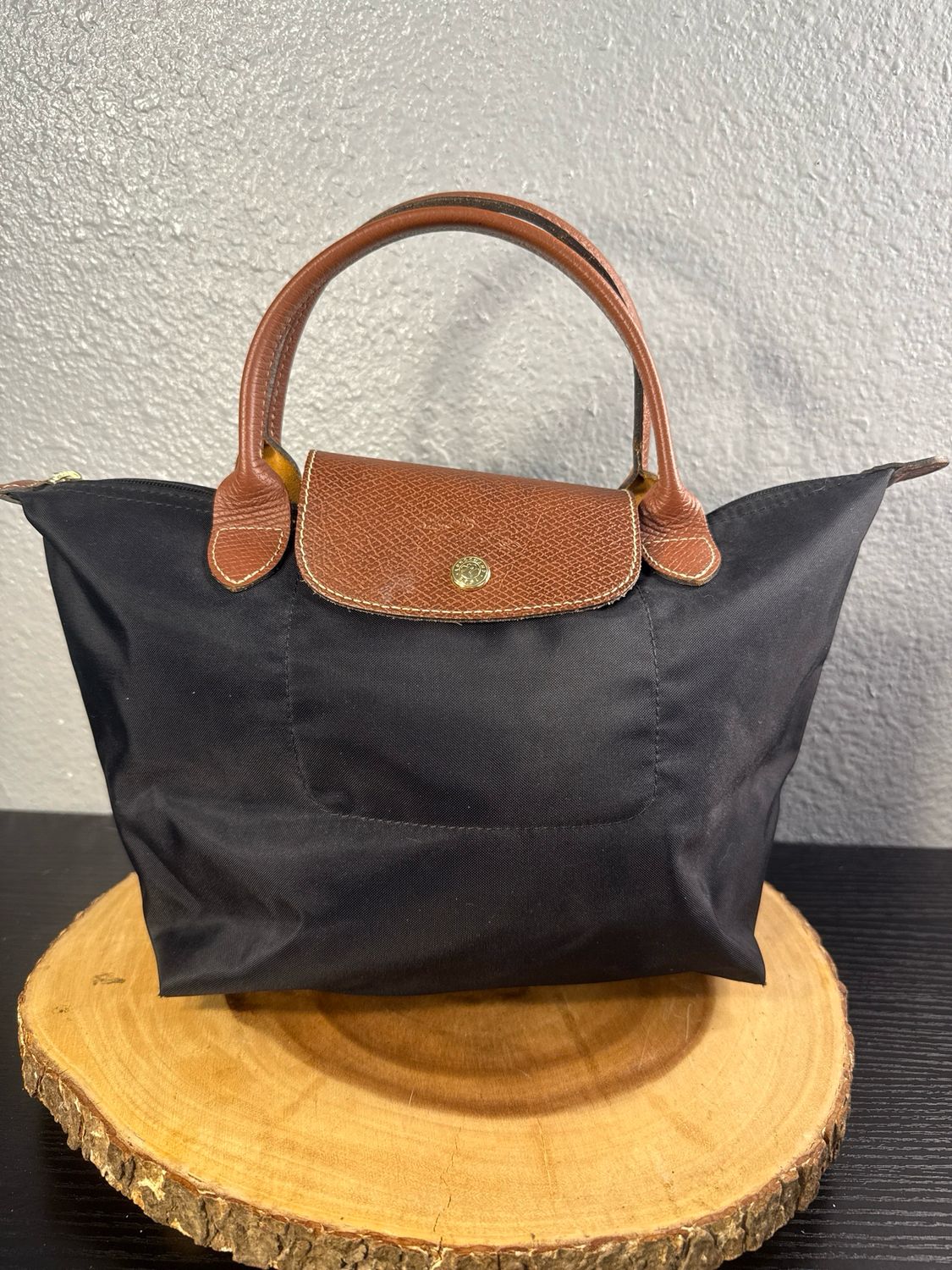Longchamp Le Pilage Black Nylon Small Handbag Made In Paris Like New