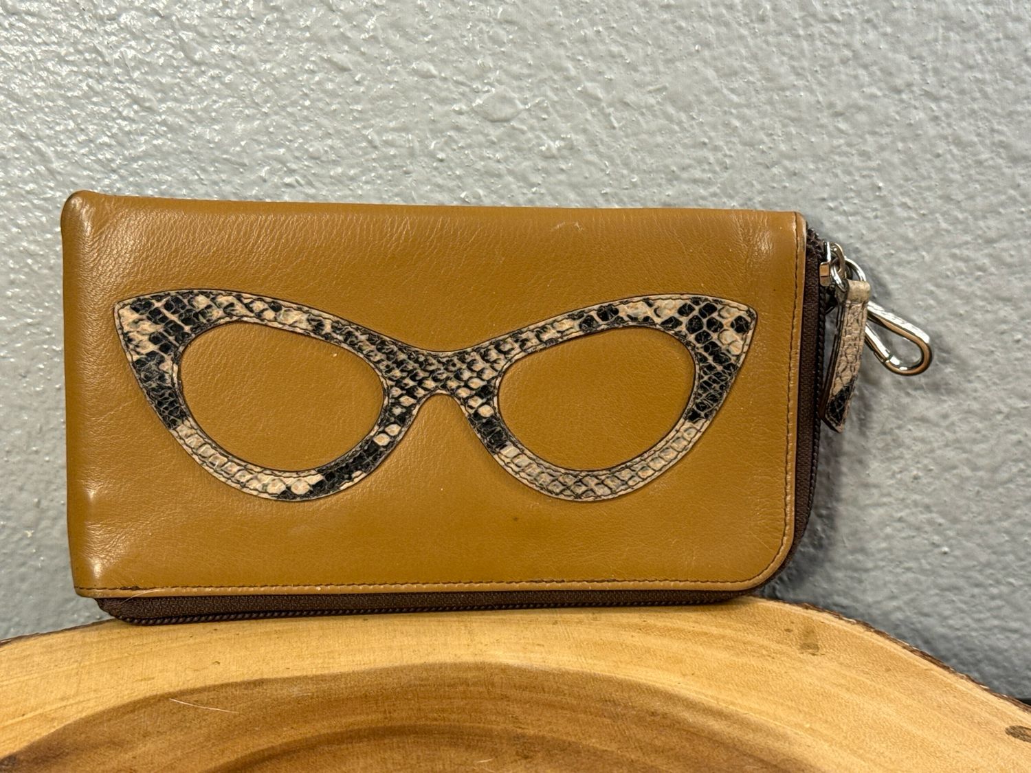 ILI Brown Leather Eyeglass Case/Wallet Combination Rare Find