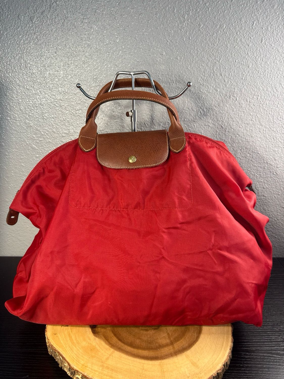 Longchamp Le Pilage Large Redish Nylon Bag