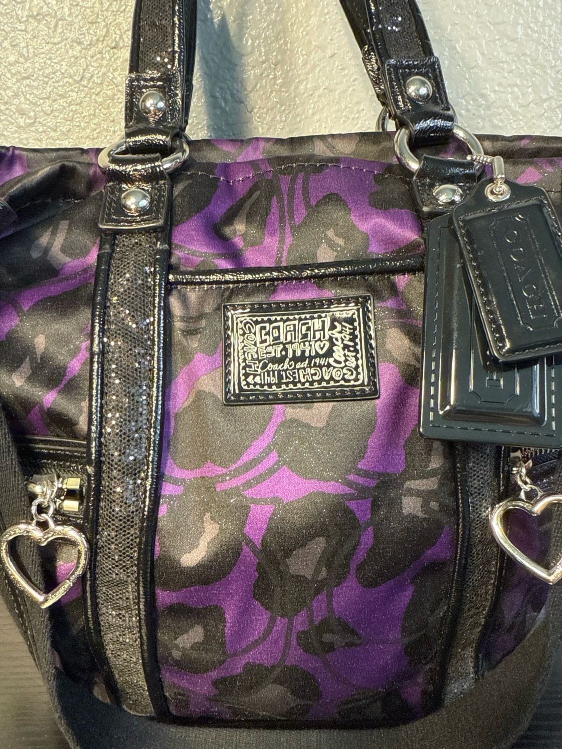 Coach Poppy 2012 Limited Edition, Purple Satin Sparkly Shoulder Bag Handbag New Without Tags, Pristine Condition