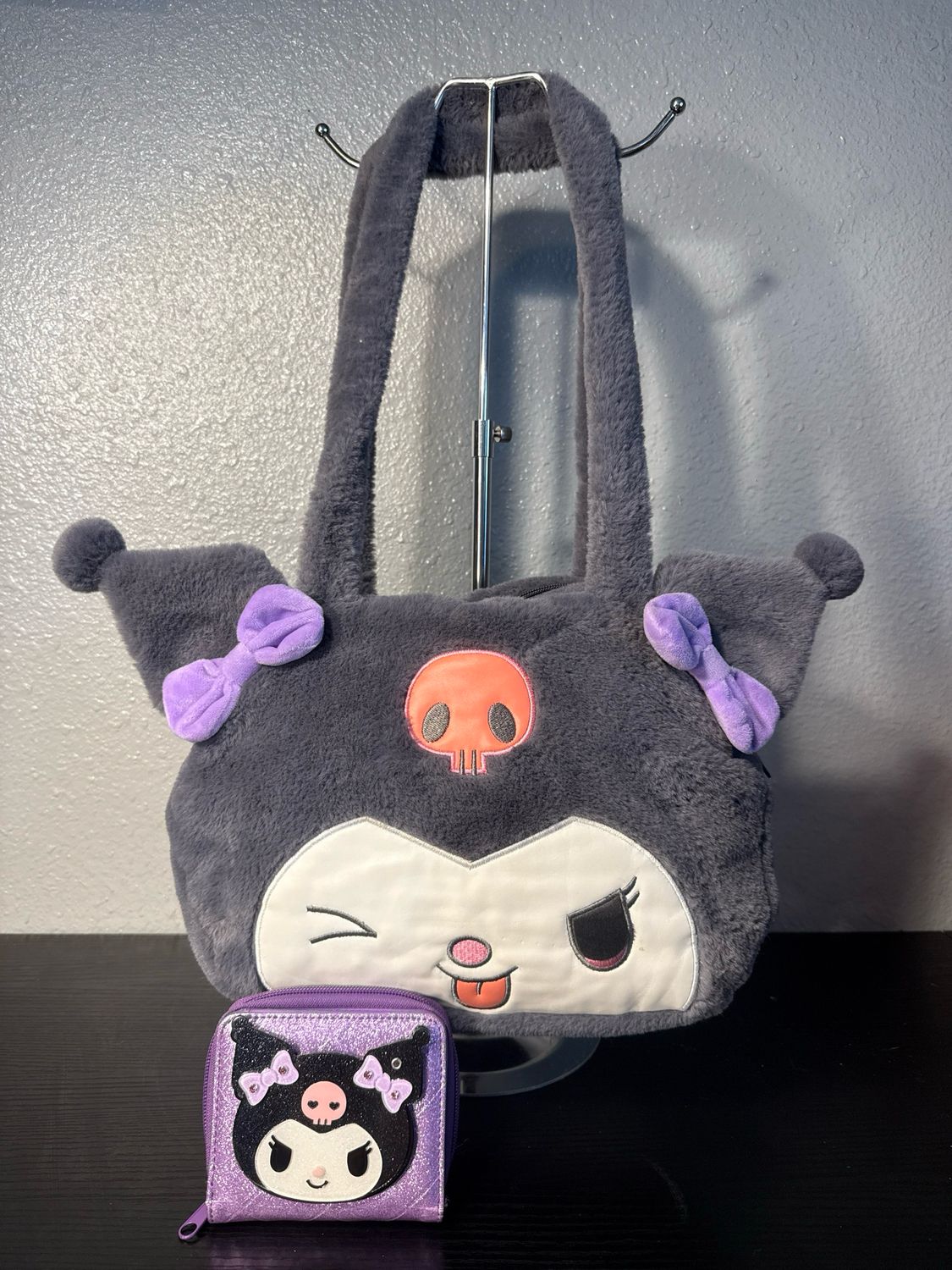 Kuromi Plush Purse And Matching Wallet Set