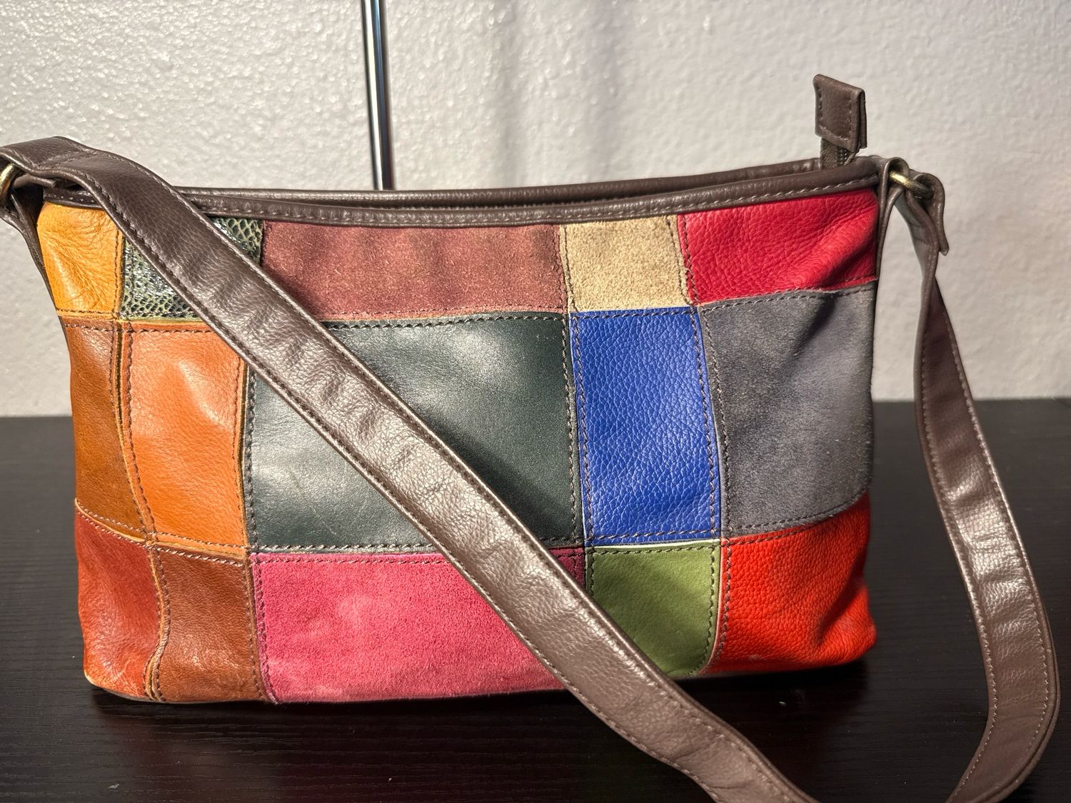 Wilsons Leather Vintage Y2K East West Patchwork Shoulder Bag