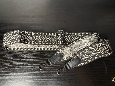 Purse Strap, Black Ivory, Silver With Gun Metal Hardware Adjustable