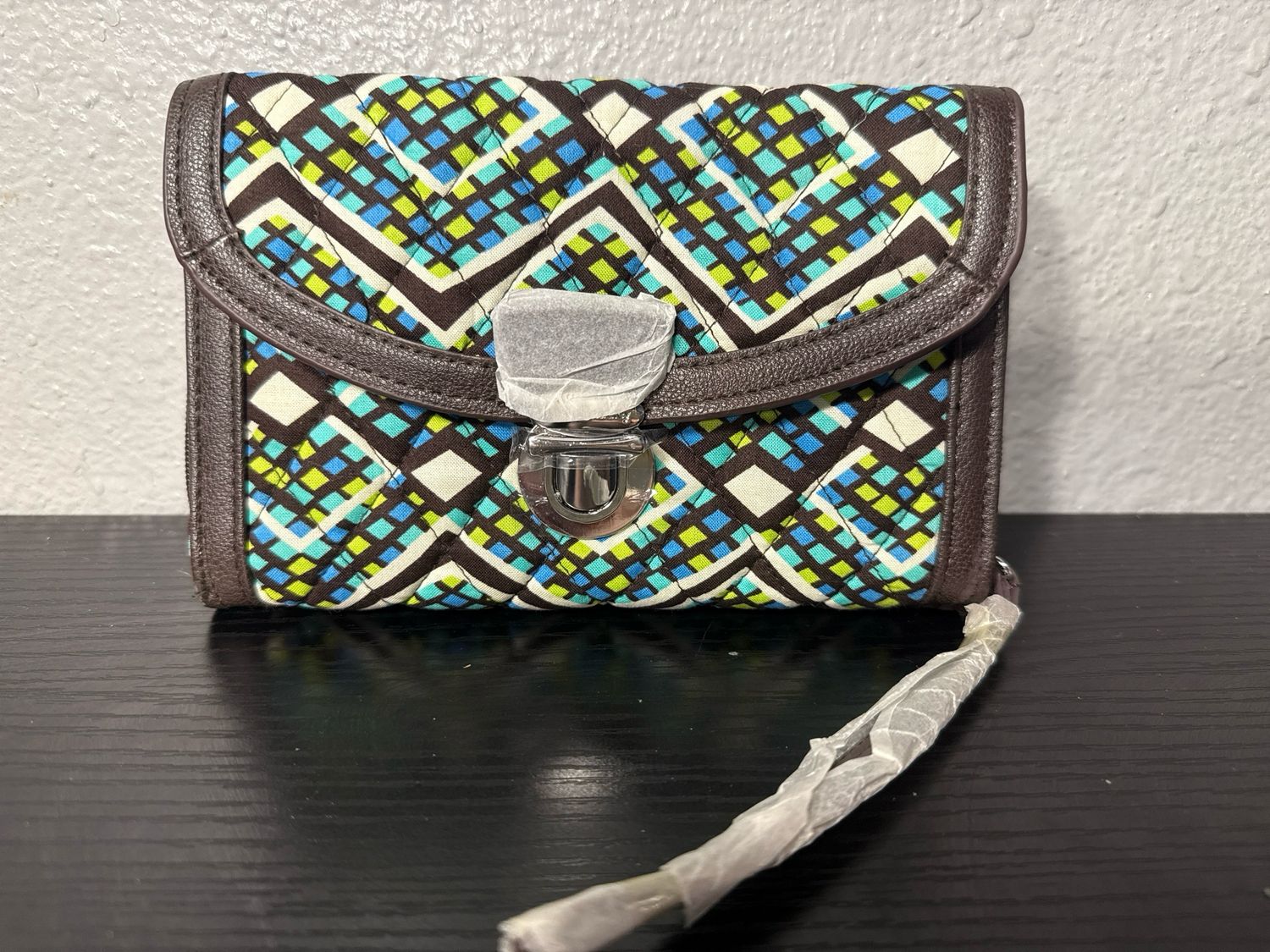 Vera Bradley Brown, Turquoise And Ivory Koala Lock Wristlet Wallet New