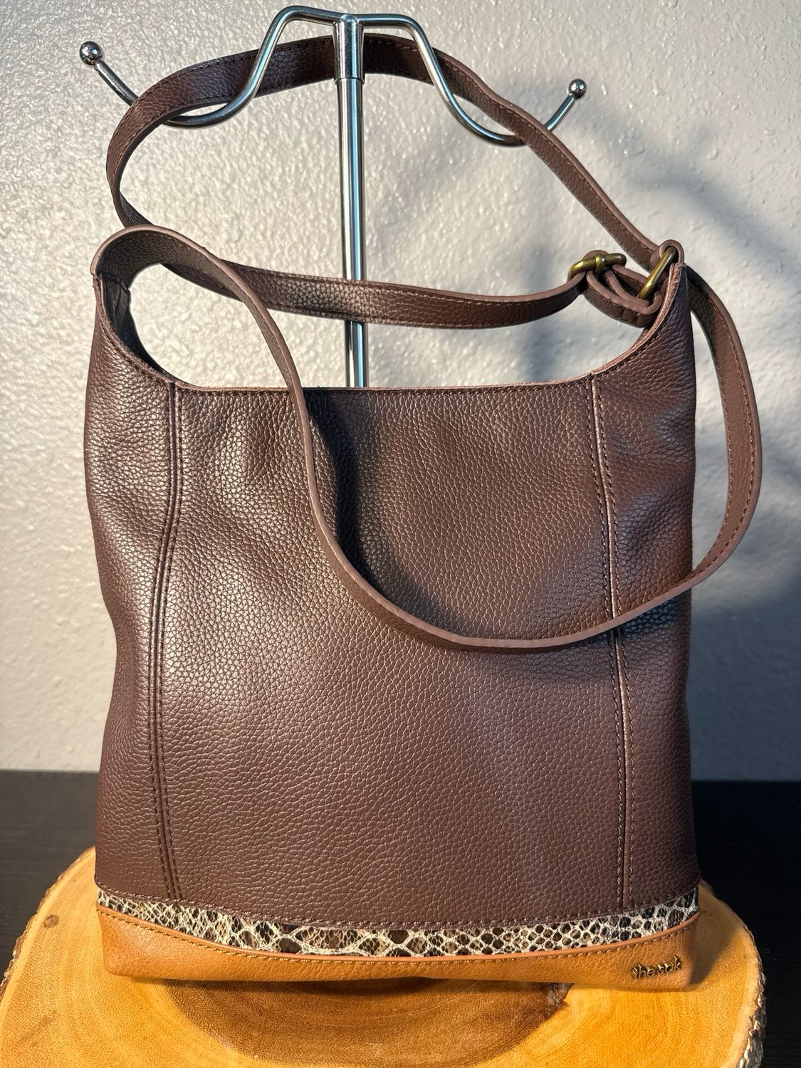 The SAK Brown Leather Crossbody In New Condition
