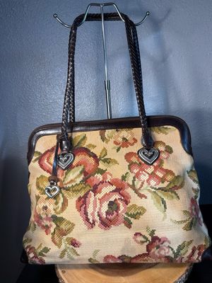 Brighton Vintage Tapestry And Leather Large Shoulder Bag
