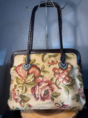 Brighton Vintage Tapestry And Leather Large Shoulder Bag
