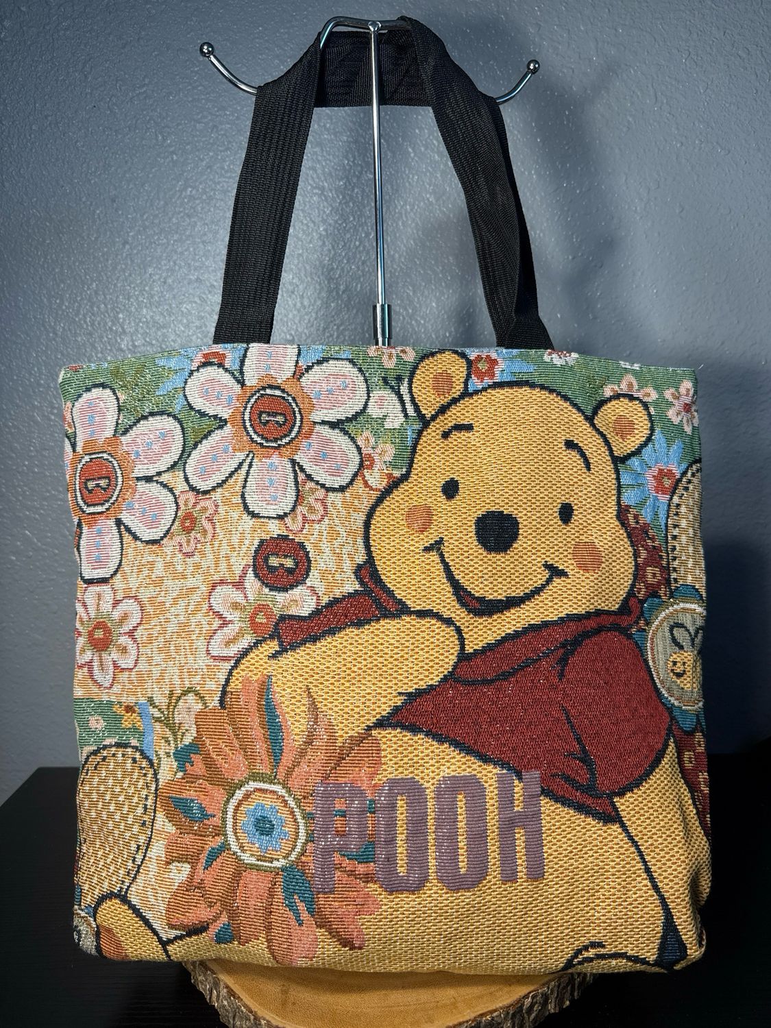 Winnie The Pooh Tapestry And Denim Zip Top Tote Like New