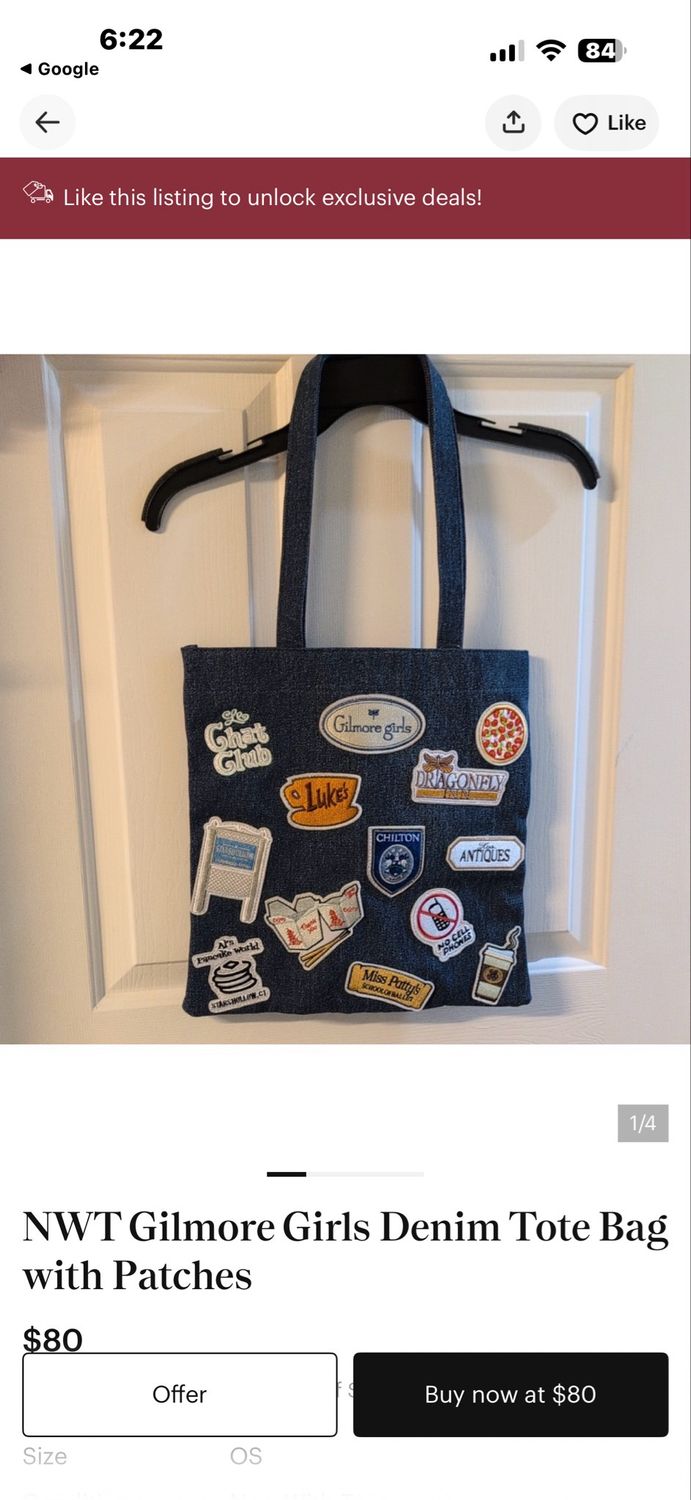 Gilmore Girls Denim Patch Tote On Posh $80 New Without Tags