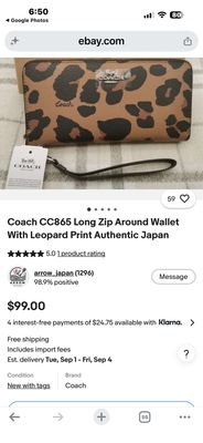 Coach Leopard Safi Anna, Leather Accordion Wallet
