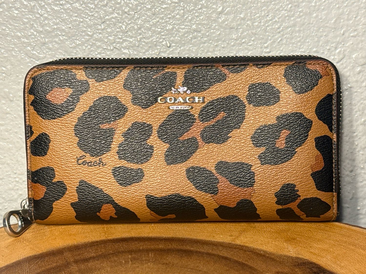 Coach Leopard Safi Anna, Leather Accordion Wallet