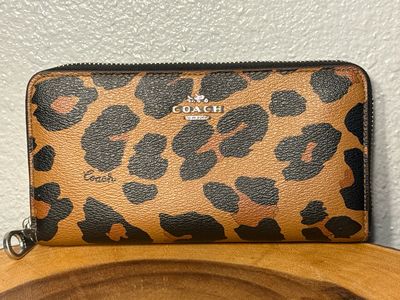 Coach Leopard Safi Anna, Leather Accordion Wallet