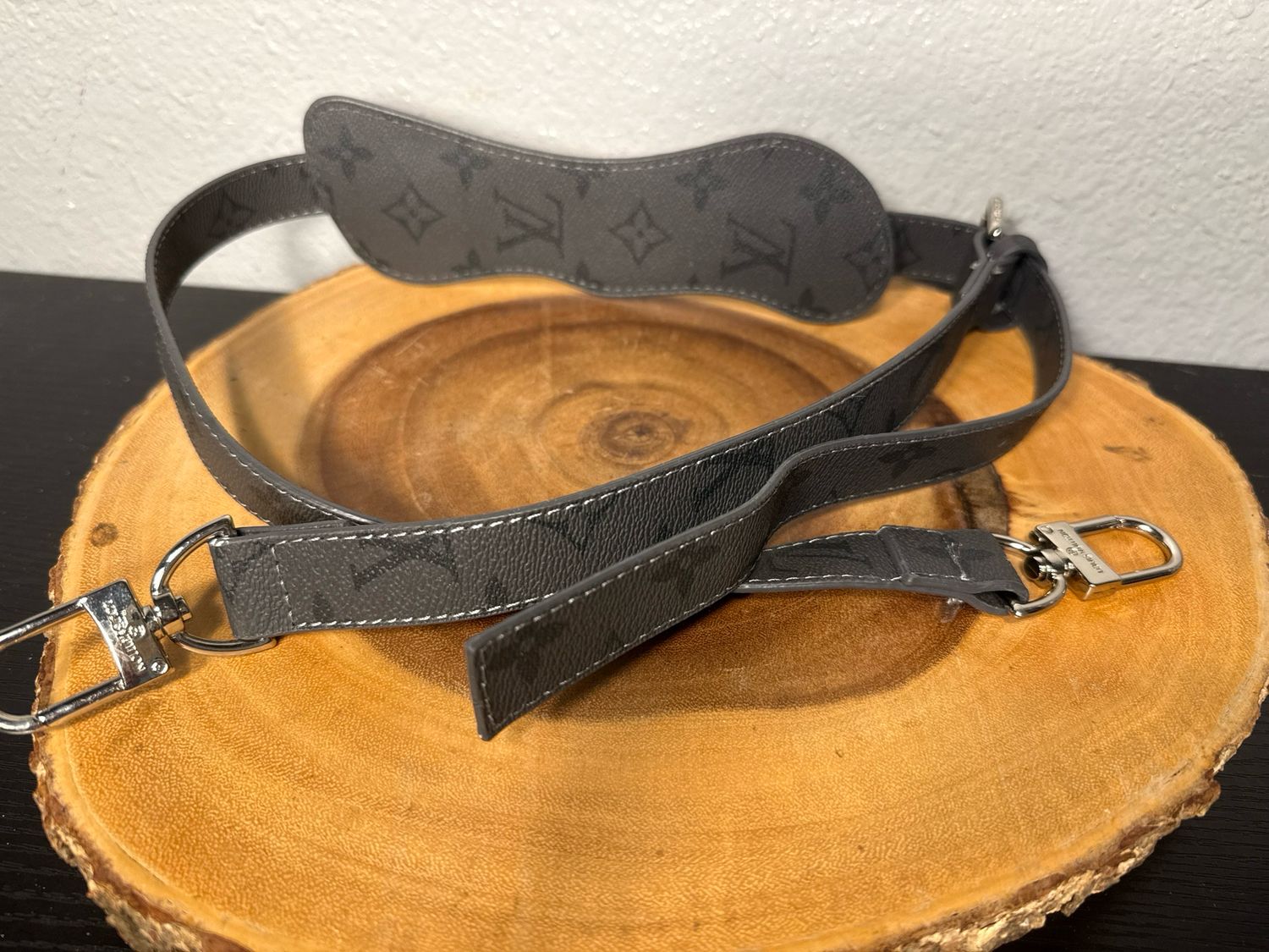 Gray Coated Canvas Monogram Purse Strap