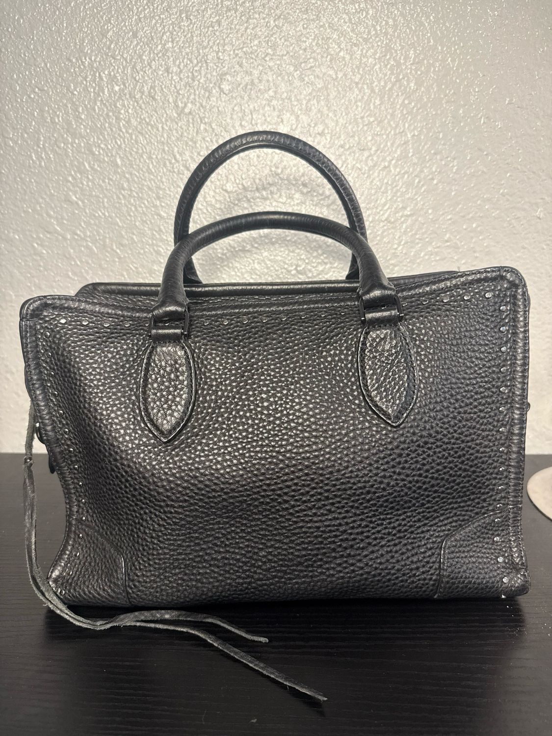 Rebecca Minkoff Black Pebbled Leather With Silver Hardware Moto Bag
