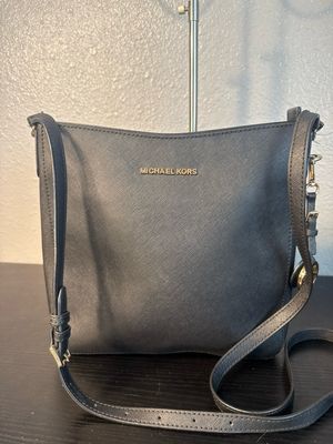 Michael Kors Black Saffiano Leather Crossbody Bag And Matching Michael Kors Black Pebbled Leather Wallet Set