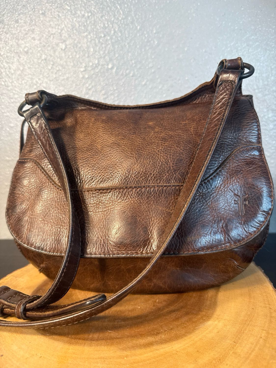 FRYE Brown Distresses Leather Crossbody
