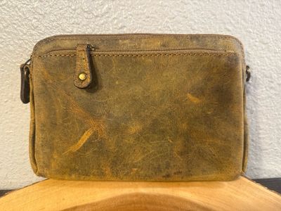 Myra Brown Distressed Leather Crossbody Bag Woc