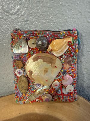 Unbranded Shells And Beaded Zip Top Pouch