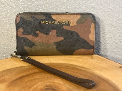 Michael Kors Camouflage Saffiano Leather Wristlet Wallet