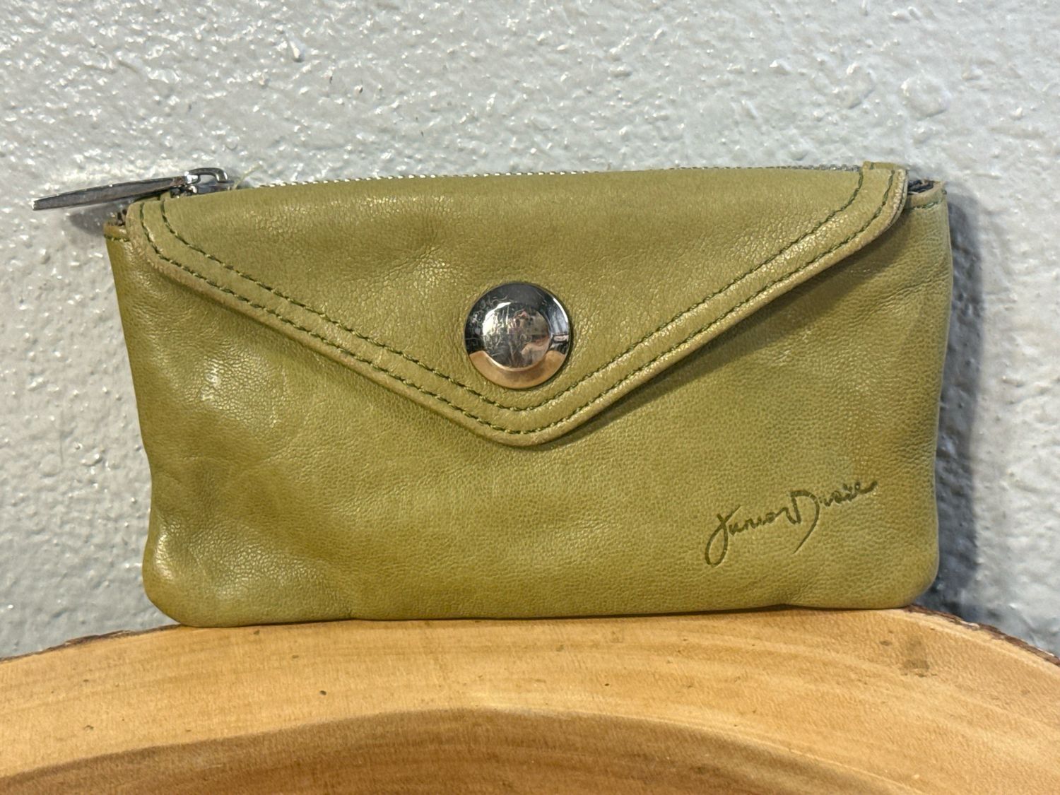 Junior Drake Olive, Green Leather Wallet