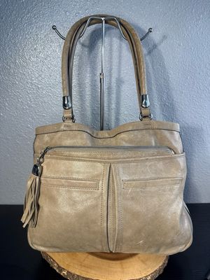 B. Makowski Tan Leather Shoulder Bag Like New