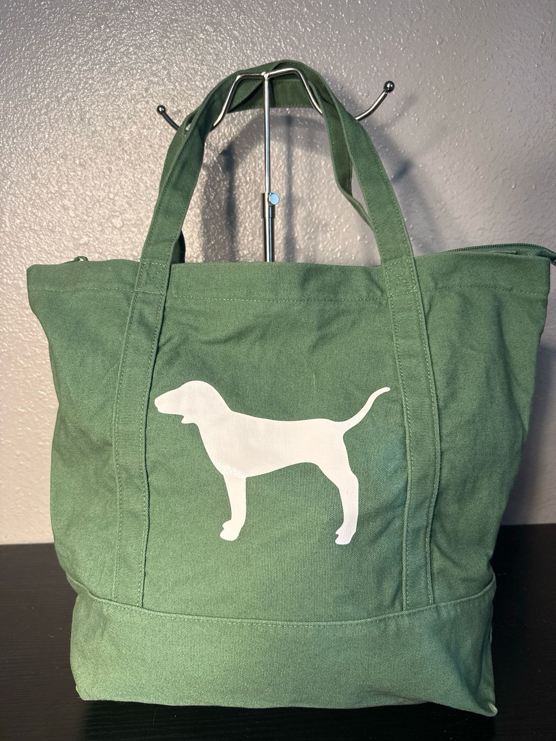 Victoria’s Secret Pink/Green Canvas Zip Top Tote