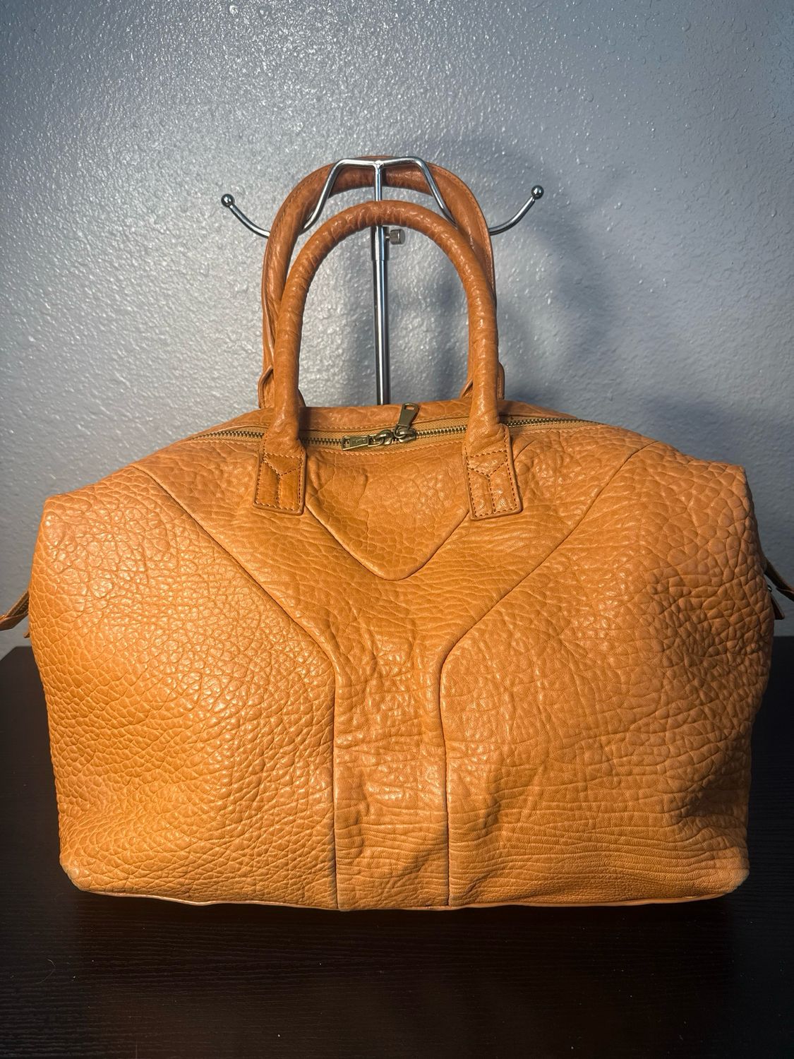 AUTHENTIC YSL Tan Pebbled Leather Bag